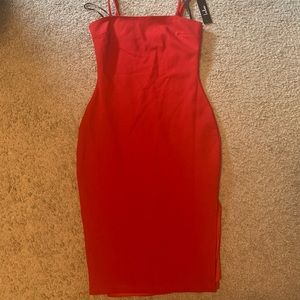 Paulina Red Bodycon Midi Dress